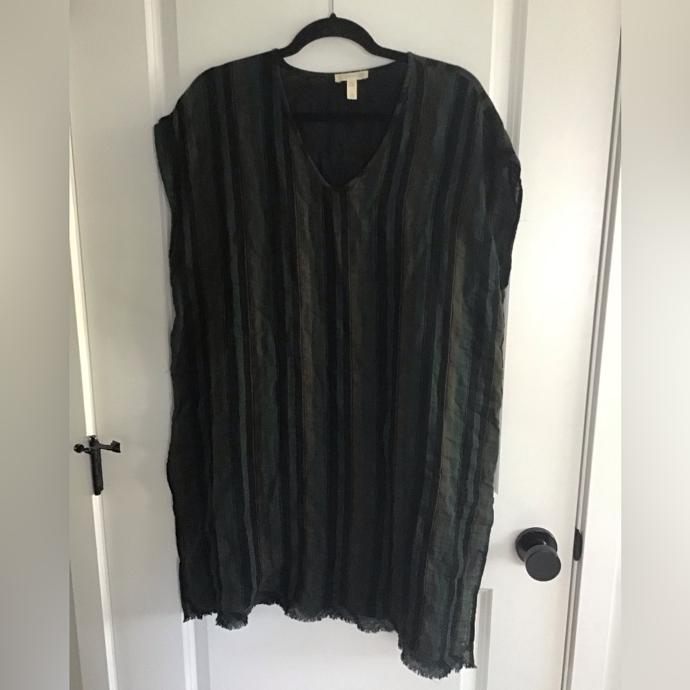 Eileen Fisher‎ Organic Gauze Cotton Poncho One Size Pinstriped